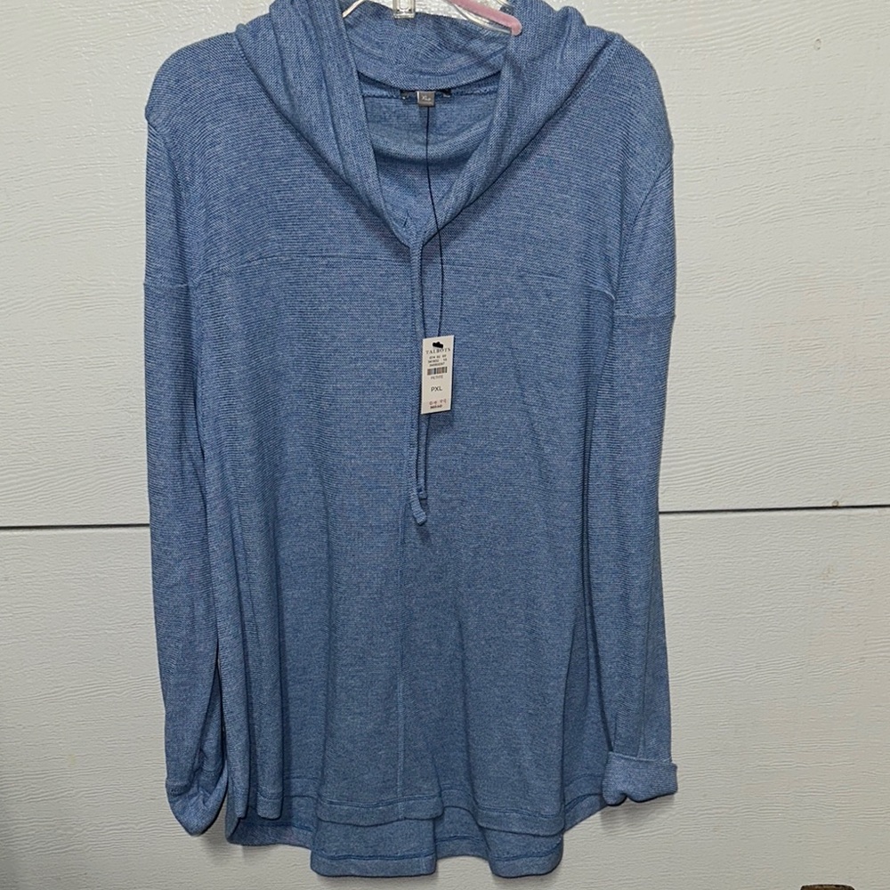 NWT Talbots Blue Cowl Neck Sweater with Soft Texture